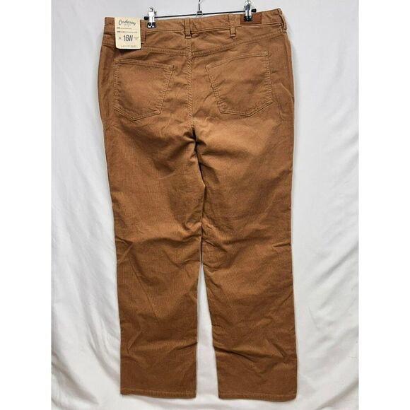 Lands‎ End Mid Rise Straight Corduroy Pants 16W Camel Five Pocket Womens Casual - Picture 2 of 11